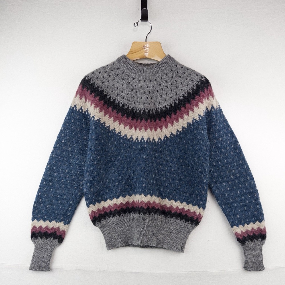 90's Vtg Woolrich Knit Sweater Wool Mohair Blend Fair Isle Men's Medium